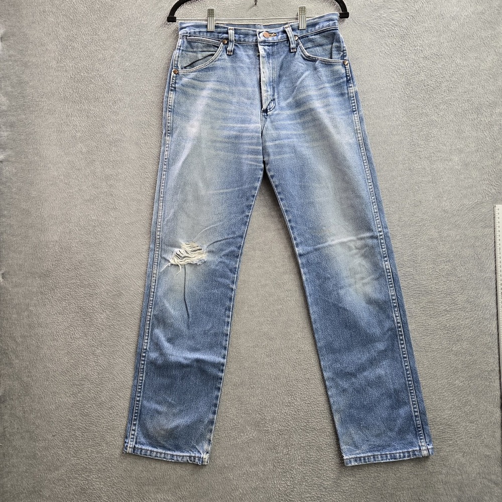 Wrangler Men Jeans 29X32 Blue Denim Cowboy Cut 30" Inseam Logo